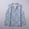 夏季新欧美女士花边V领无袖纯棉微弹衬衫 个性舒适格子套头衫C01