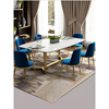 轻奢大理石餐桌椅组合后现代简约小户型，铁艺长方形家用吃饭桌