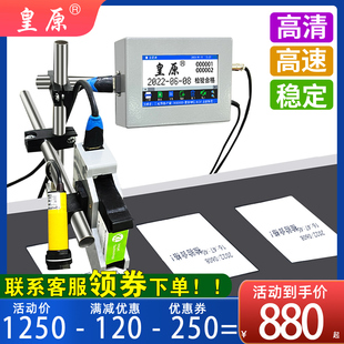 皇原1201在线喷码机全自动流水线打码机打生产日期，打码机打码器激光，喷码机手持小型喷墨打印日期打码机全自动