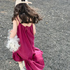 女童夏款连衣裙高级感夏季2024儿童吊带裙子，薄款夏装洋气红色