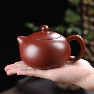 朱泥紫砂茶壶单壶家用大容量，泡茶壶纯手工浮雕，功夫茶具小号西施壶
