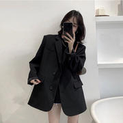 新春西装外套女小个子韩版高级小众，设计感上衣宽松休闲黑西服正装