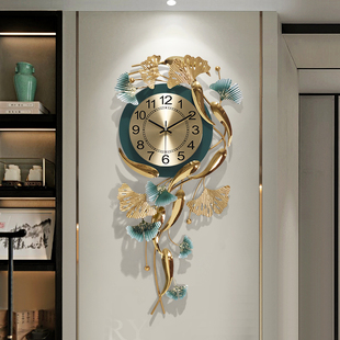 新中式创意钟表挂钟，客厅家用时尚2022餐厅，网红时钟挂墙装饰