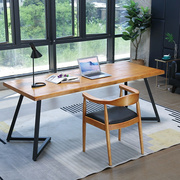 美式loft办公电脑桌子办公单人大板，实木写字桌，家用书房书桌椅组合