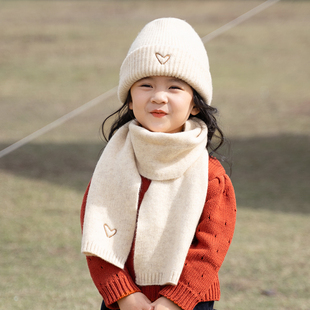秋冬季儿童帽子围巾套装宝宝，针织帽毛线帽男童女童保暖护耳帽加厚