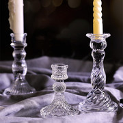 法式北欧式复古水晶蜡烛台，玻璃浪漫烛光晚餐婚庆，拍摄道具ins风格
