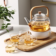 玻璃花茶壶套装水果煮茶壶，蜡烛加热煮茶炉烧水壶养生壶下午茶茶具