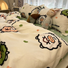 韩系ins风超级可爱小羊水洗棉床单被套四件套，儿童床上单人三件套
