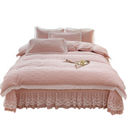 韩式公主风床盖四件套水洗，棉麻夹棉多功能被套夏被子(夏被子)四季通用床品