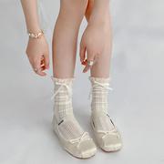 法式玛丽珍小皮鞋袜子女鞋搭配的学院风蕾丝长筒秋季中筒可爱花边