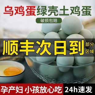 乌鸡蛋新鲜正宗农家，散养绿皮柴山鸡蛋，40枚整箱草笨绿壳土鸡蛋