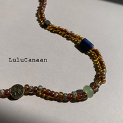 LuluCanaan古董珠青金石长项链天然东陵玉磁扣多元素异域风纯手工