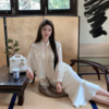 FairyJiang新中式国风白色短款外套防晒开衫套装女吊带背心两件套