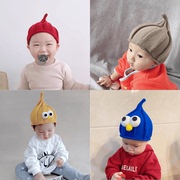 韩版儿童尖尖帽秋冬男女，宝宝毛线帽加绒，婴儿针织帽新生儿保暖加厚