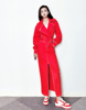 原创设计早春红色时尚机车短款系带夹克女士外套半身裙两件套