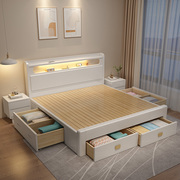 白色实木床北欧现代简约1.8米1.5双人床主卧抽屉床1.35高箱储物床