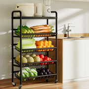 厨房多功能放蔬菜水果置物架落地多层收纳筐家用储物可移动小推车