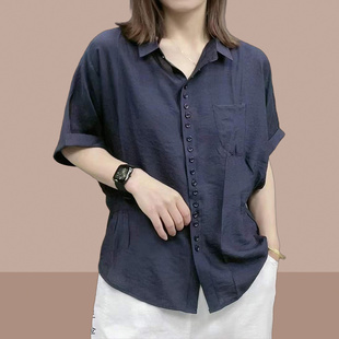 韩国2024夏季女士衬衫短袖t恤上衣中老年，妈妈装洋气减龄小衫