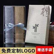 竹纤维毛巾礼盒装实用套盒，刺绣logoi商务伴手毛巾套装