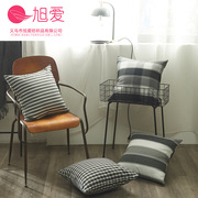 涤棉黑灰白格子系列，抱枕套支持家用沙发，靠枕套不含芯