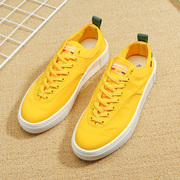 日系纯色低帮帆布鞋男潮鞋透气薄款黄色鞋子休闲男鞋夏款板鞋