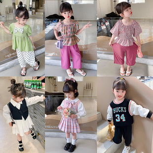 福利女童2024春夏装新裙子(新裙子)韩版洋气童装，宝宝休闲两件套运动套