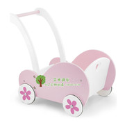 VIGA粉红娃娃车幼儿早教学步过家家玩具娃娃家护理婴儿推车