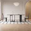 意式岩板餐桌家用小户型设计师饭桌椅法式复古风黑色实木餐桌