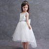 白色儿童婚纱礼服公主，裙春款童装2022复古欧美无袖高腰蓬蓬连衣裙