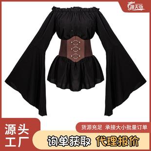 复古中世纪服装cos中世纪女式海盗衬衫cosplay同款女式海盗服装