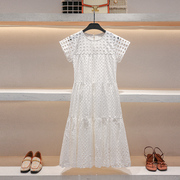 蕾丝镂空连衣裙女夏季薄款2023设计感小众三亚海边度假白裙子
