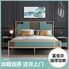 现代简约轻奢新中式铁艺床1.2米1.8米金色软靠铁床架金属双人床