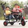双人座儿童三轮车二胎，宝宝脚踏车双胞胎手推车，可带人童车溜娃神器