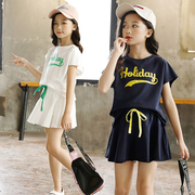 女童套裙夏季儿童运动短袖，裙子网球衣服，亲子母女姐妹洋气两件套裙