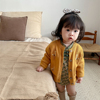 韩系秋装洋气女童开衫毛衣宝宝菱形绣花长袖针织上衣婴儿毛织外套