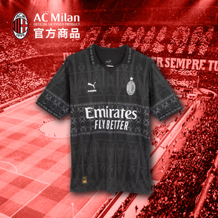 AC米兰23/24赛季 第四球衣沥青黑球迷版PLEASURES联名款T恤
