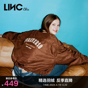 LINCCHIC金羽杰羽绒服女复古学院轻薄短款羽绒服女外套Y22801072