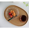 复古木质茶托盘大号，椭圆形餐盘日式实木圆形，咖啡厅家用客厅收纳