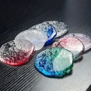 冰块手工茶杯垫七彩透明玻璃杯垫，ins简约隔热垫子小茶碟水晶平碟