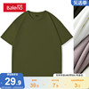 班尼路半袖t恤男2024夏季军(夏季军)绿色华夫格，重磅圆领男士短袖体恤
