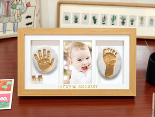 2023婴儿手脚印纪念宝宝，印新生儿百天满月周岁留念手足印印泥