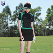 夏季zg6高尔夫女装服装，女士球服运动套装，显瘦黑色短袖t恤短裤裙