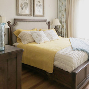美式实木床双人床1.8米法式复古主卧布艺床橡木单人床1.5米高端