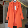 韩国橘色西装女春秋，中长款大码宽松显瘦外套，时尚气质职业西服