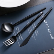 加厚不锈钢西餐具套装黑色牛排叉勺三件套餐厅家用甜品点心叉勺