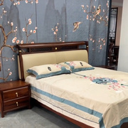 新中式乌金木实木床，双人床床头柜复古中式现代风，卧室家居家具定制