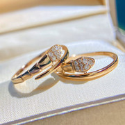 18k金小灵蛇钻石戒指小众设计18k金小巧(金小巧)精致白纯金(白纯金)个性女士