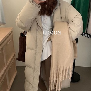 THE LEMON羽绒服女2024冬季闺蜜连帽假两件中长款面包服外套