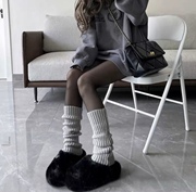 袜套女款灰色搭配黑丝堆堆袜护膝长靴y2k小腿显瘦长腿jk白袜秋冬