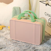 棉尾兔小清新手提箱行李箱，小型轻便复古化妆箱，14寸旅行箱子绿配粉
